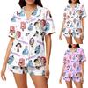 Satin Pajamas Set,cartoon Style Women Pajama