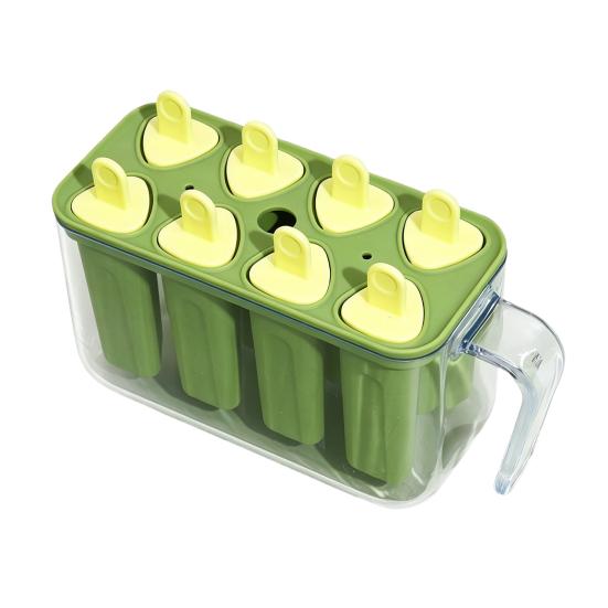 

Ice Cream Mold 8 Cavities Food Grade Easy Release DIY Summer Freezer Ice Lolly Mold Ice Stick Container Kitchen Supplies зелёный