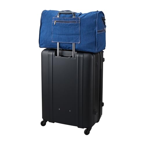 [Sifre] Foldable Boston Bag, Large, 38L Capacity, Denim, Suitcase Carry-On, Shoulder Strap Included, For 1-3 Nights, Osamu Goods OG20. Denim Cat & Dog