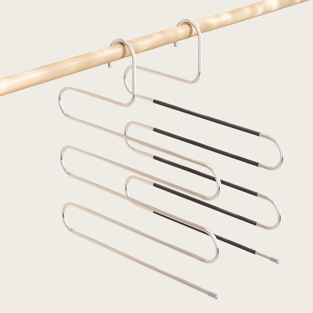 Stainless Steel S-Shaped Multi-Layer Non-Slip Trouser Rack for Home Wardrobe Storage