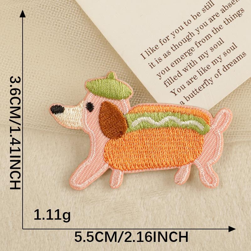 Embroidery Label Embroidery Sticker DIY Self-adhesive Patch Sticker Accessories Patch Cartoon Sausage Dog Original Cloth Sticker