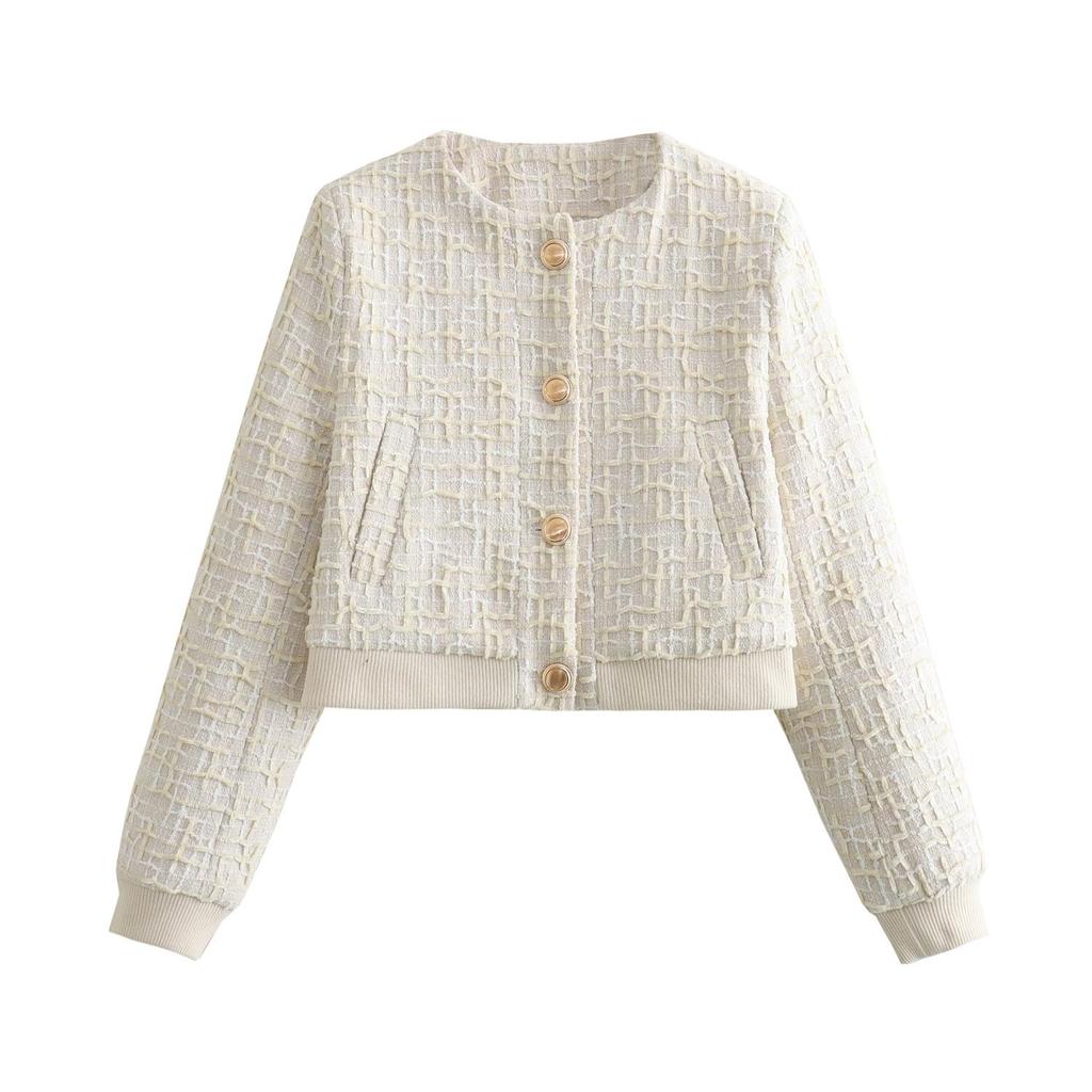 Büro Dame Beige Twist Bomber Jacken Frauen Langarm Knöpfe Frühling Mäntel Mode Elegante Taschen Outwears
