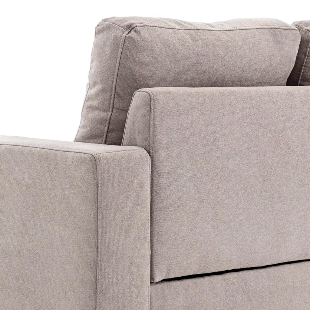 3 Seater Corner Sofa Linen Look Reversible Chaise Longue 193x136x85 Cm Light Gray