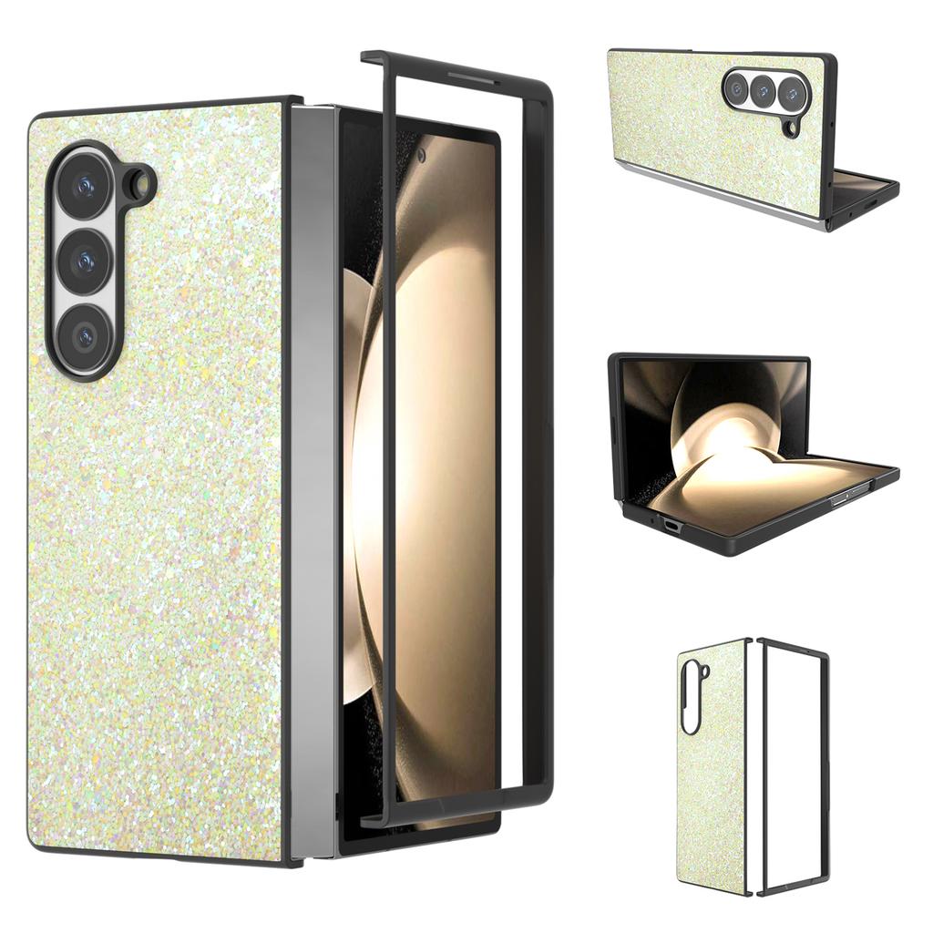 For Samsung Galaxy Z Fold6 5G Case Colored Glitter PU+PC Shockproof Phone Cover