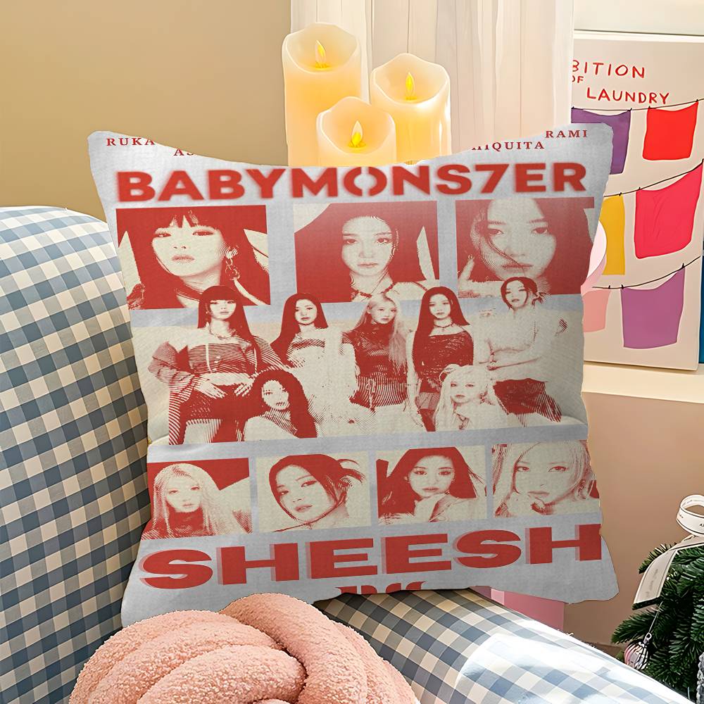 

Kpop B-Babymonster Personalized Pillow Cover Kids Bedroom Wild Party Decor Pillowcase Kid Birthday Shower Gift 12x12Inch