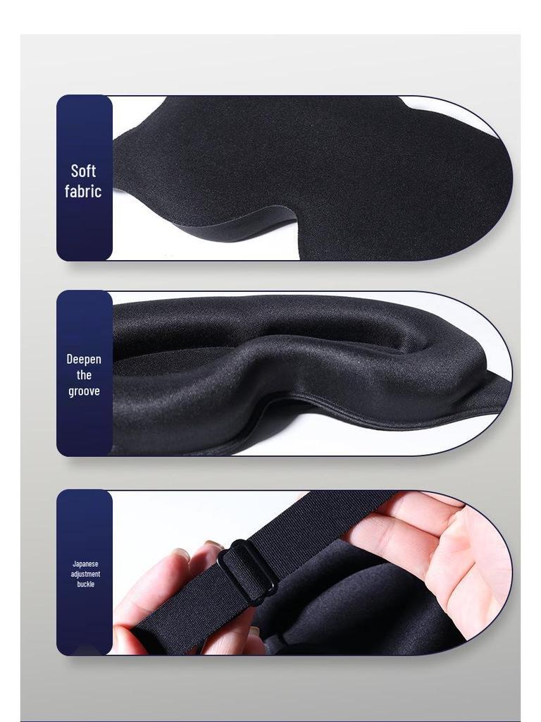 3D Stereo Sleep Mask: Blackout, No Eye Pressure, Breathable, Adjustable, Travel-Friendly Polyester Eye Protection.