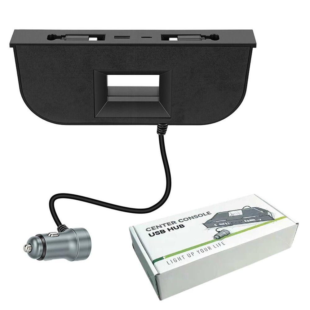 Hidden Center Console USB HUB Type-C Retractable Cable Charge Hub for Tesla Model Y Juniper/ Model Y LR / Model 3 Highland