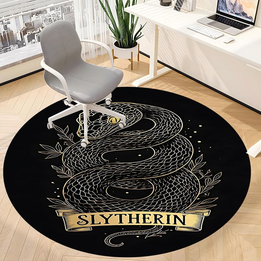 1PC Slytherin Snake Crest Office Round Rug, Non-slip, Soft and Durable Office Rug for Interior Decoration, Perfect for Office, Beautiful Decoration