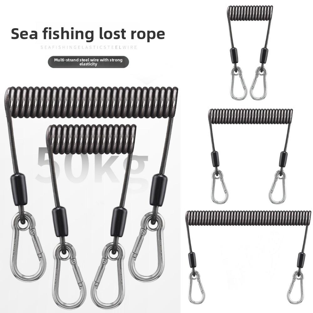 Weighing 50KG Anti-slip Rope with Metal Carabiner Anti Falling Steel Wire Fishing Lanyards