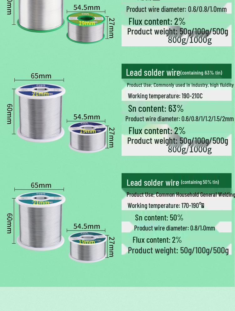 Nagy tisztaságú, alacsony hőmérsékletű forraszhuzal gyantával - Ideális háztartási használatra