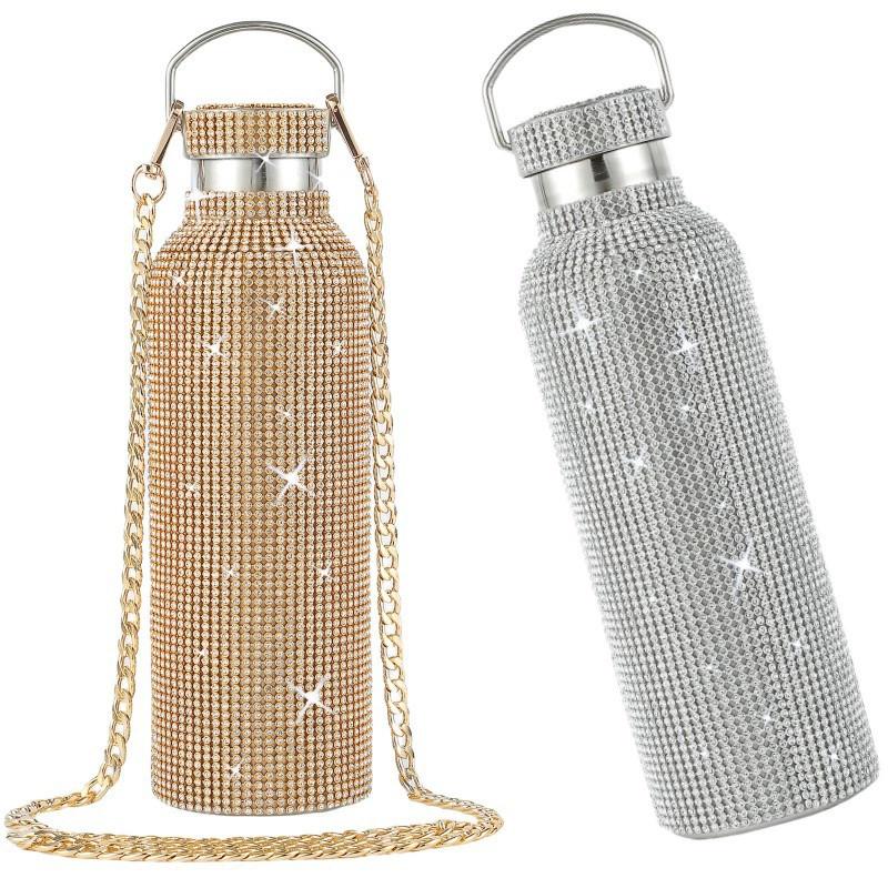 Diamond Water Glitter Bottle Stainless Steel Thermal Bottle Refillable Water Cup