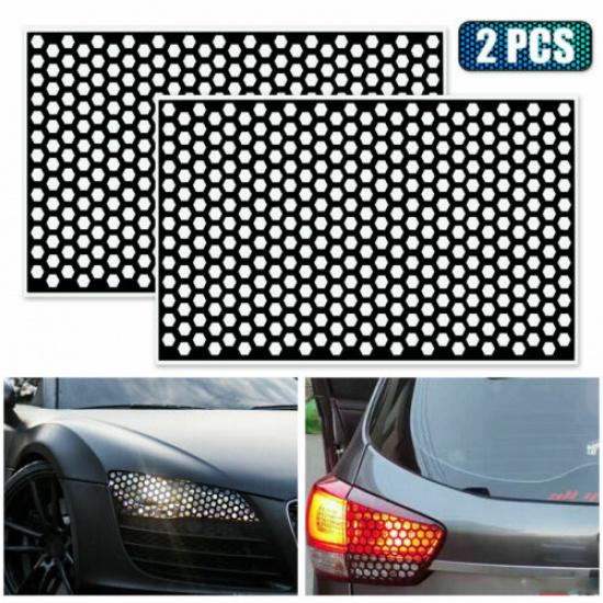 Honeycomb Sticker Tail-Lamp Black Car Rear Tail Light Cover Decal Accessories X2