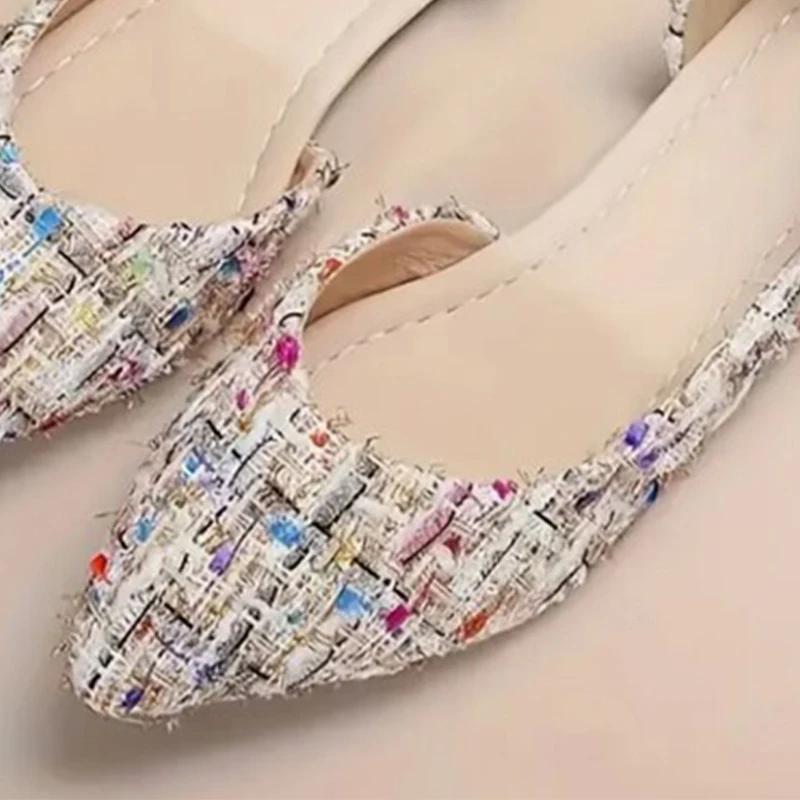 Mode Spitzschuhe Damen Ballerinas Lässige Sandalen Strick 2024 Mode Neue Laufkleidschuhe Bequem Klassisch Mujer Chaussures