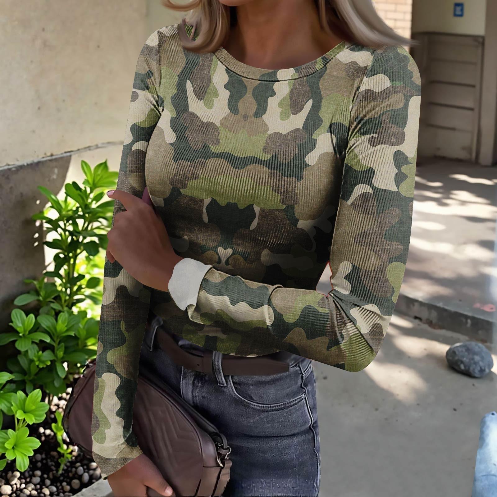 

Женская футболка с облегающим низом, модная повседневная с градиентным принтом, пуловер с круглым вырезом и длинными рукавами S