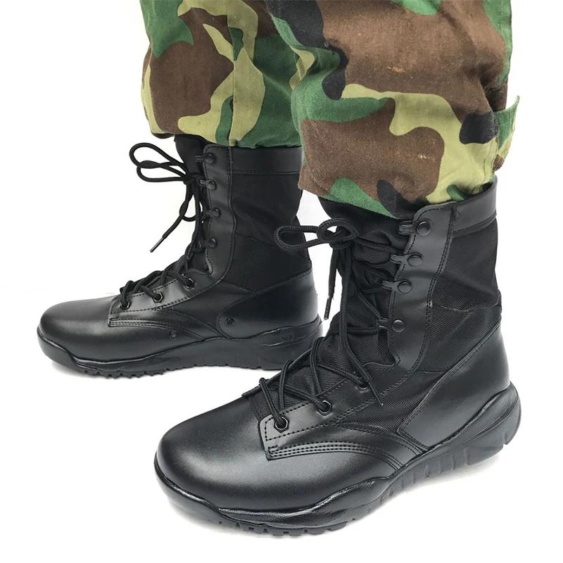Men Ankle Work Boots Combat Shoes Super Light Tactics Boots Desert Shoes Breathable Boots Black High Top Men's Shoes