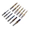 12Pcs Combined Tap Drill Bit Set HSS Metric Blue Plating Imperial Ti Plated 14in Hex Shank