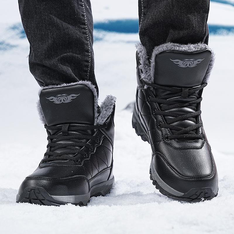 NeW Men Winter Snow Boots For Waterproof Leather Sneakers Super Warm Men's Boots Outdoor Male Hiking Boots Work Shoes Size 39-48