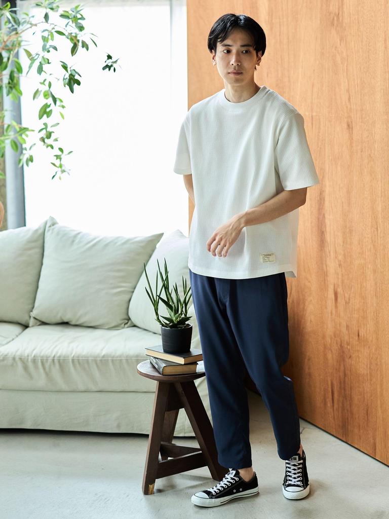 Beams Heart Quick-Dry S/S Waffle T-Shirt (Moisture-Wicking, Quick-Drying, and Pill-Reducing), Men's White, Size L, 42040348639