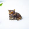 Cat Mini Figurine Resin Craft Home Office Desk Decor With Natural Crystal For Gift Giving