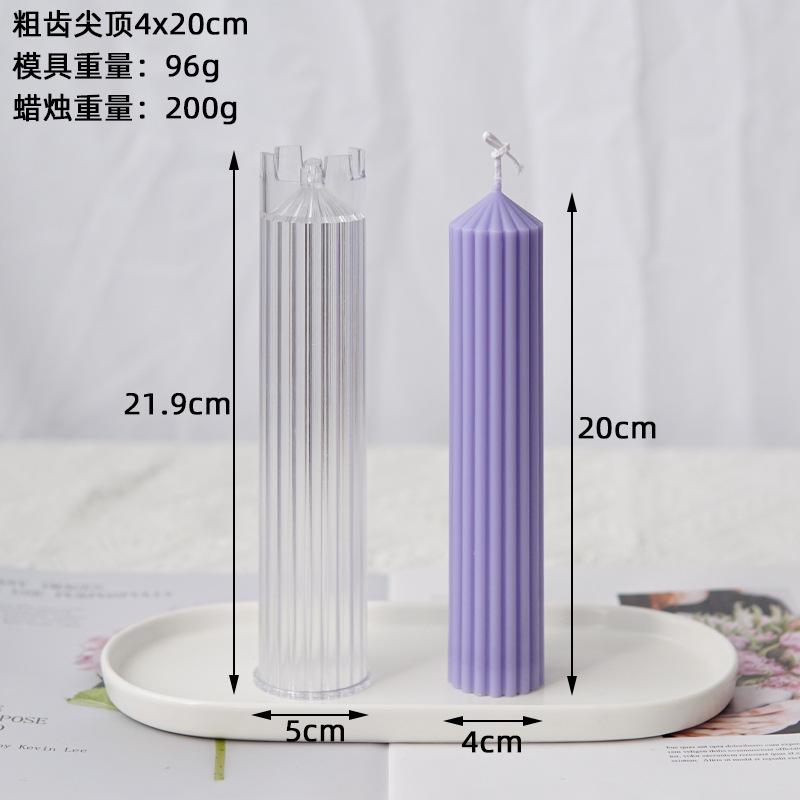 

Acrylic Candle Molds Easy Demoulding Long Pillar Wax Mould DIY Large Striped Columnar Conical Cylinder Mould Home Wedding Decor