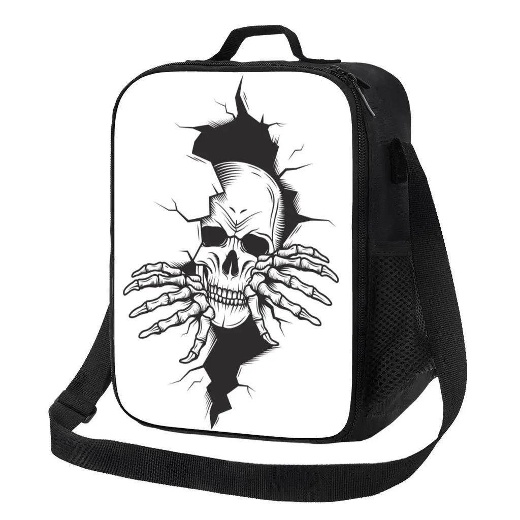 Grim Reaper Insulated Lunch Bag for Work School Demon Skull Waterproof Thermal Cooler Bento Box Women Children