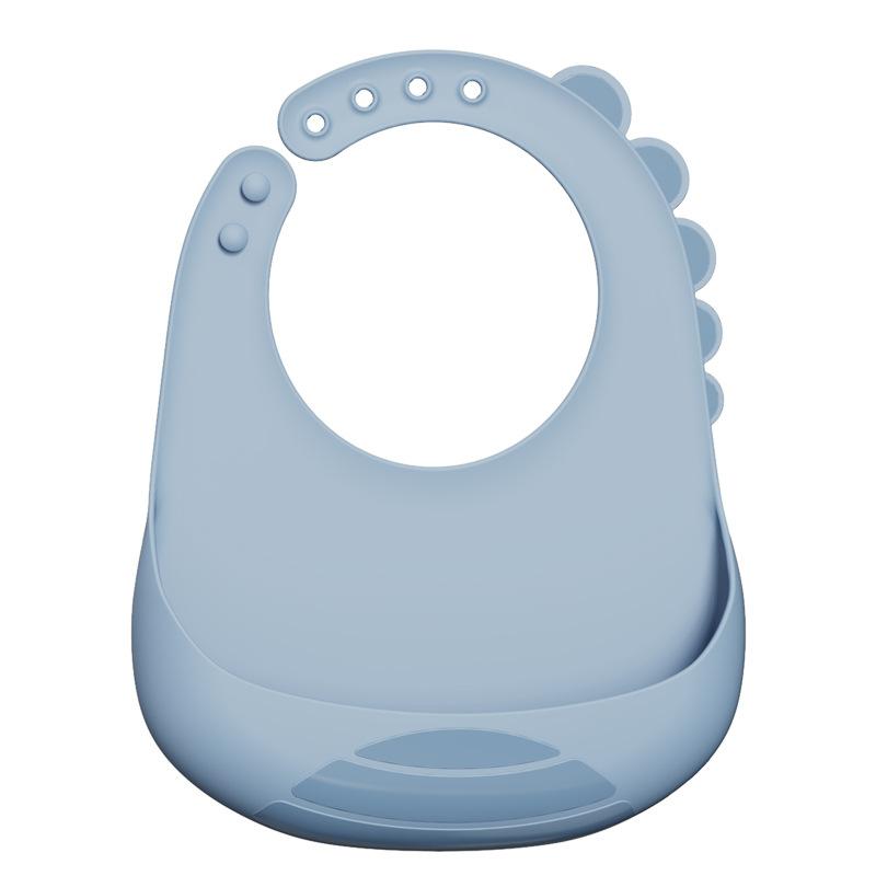 Cartoon dinosaur plate Children's complementary food Silicone plate bowl Fork spoon bib Anti-drop plate set