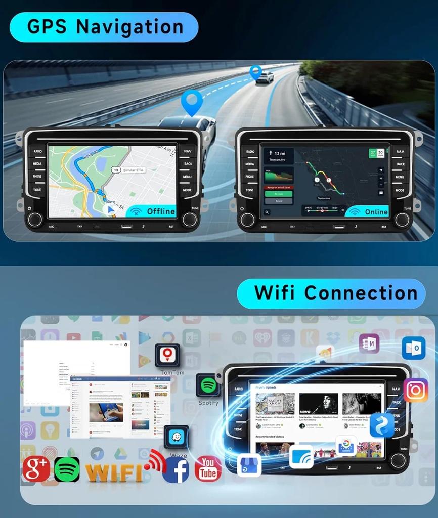 Android13 2Din Car Radio Multimedia Playe 8Core 64G GPS Wireless CarPlay For VW Volkswagen Skoda Octavia Golf 5 6 Passat B6 Polo
