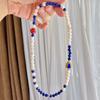 4Mm Natural Lapis Lazuli Freshwater Pearl Chalcedony Multi-Circle Design Bracelet Bracelet