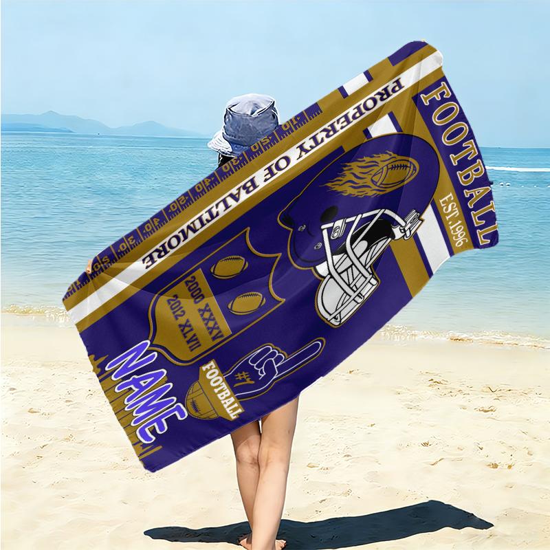 Personalized Football Fanatic Journal Beach Towel Microfiber Beach Towel Thin Absorbent for Beach Swimming Yoga Bath Sports. 0910157