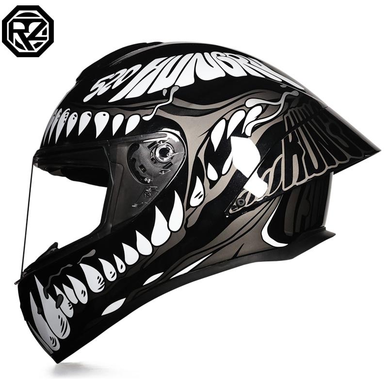 ORZ-S802 Motorcycle Helmet, DOT Men's and Women's Full Face Helmet, Personalized, Cool, All Season, Big Tail Wing Helmet