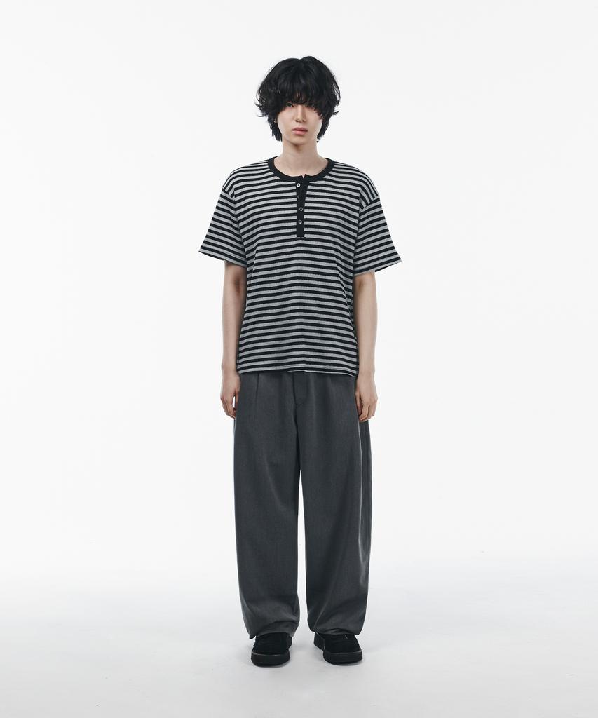 SIGNATURE [Summer Fabric Added] Double-Tuck Wide Slacks [Gray]