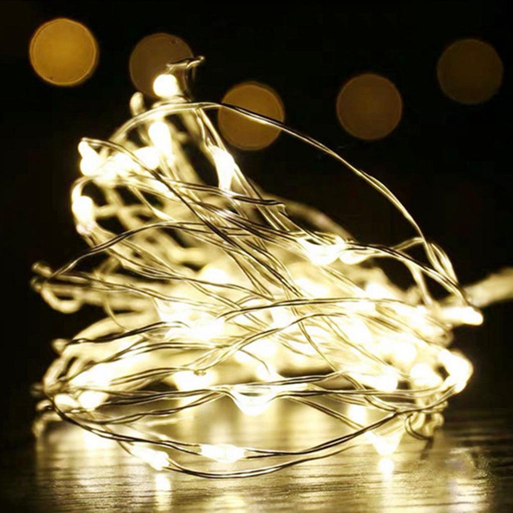3m Warm White LED Copper Wire Fairy Lights - Battery-Powered Colorful String for Christmas Decoration