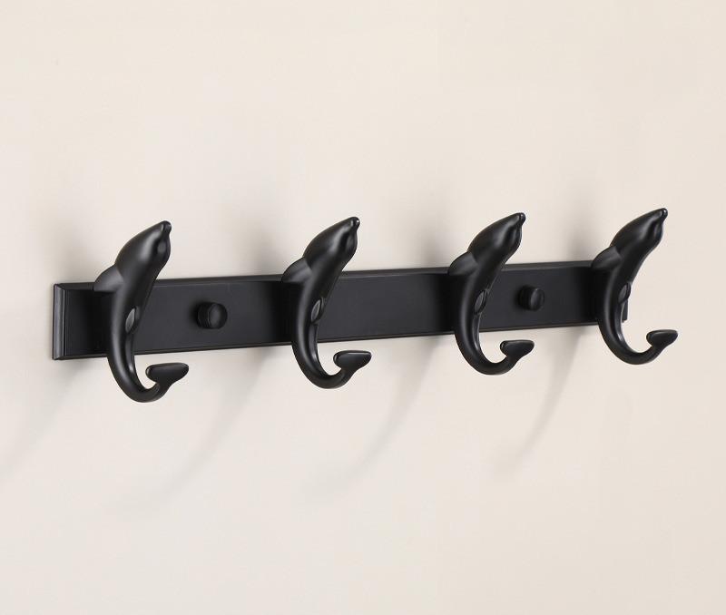 Tuqiu Black Dolphine Bathroom Robe Hook Wall Hooks Aluminum Kitchen Towel Hook Black Key Hat Bag Hanger Holder Clothes Hook