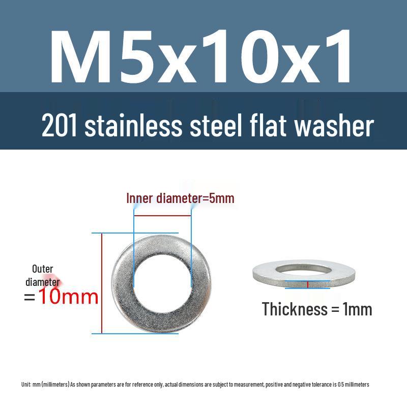Yigu Yigu 201 Stainless Steel Flat Washer, Enlarged and Thickened Round Metal Screw Washer