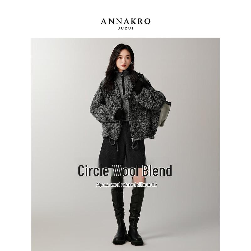 Jiu Zi Anna Kou Women's Relaxed Fit Hooded Wool Blend Jacket