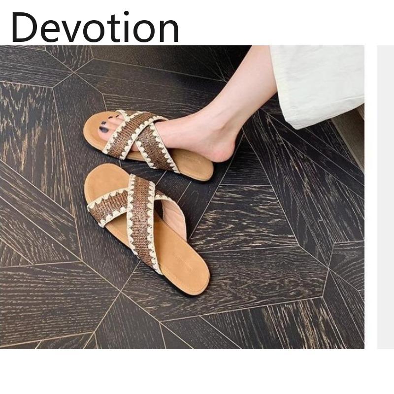 Versatile Shoes Woven Shoes Crossed One-line Versatile Sandals Dragging Women's Shoes New Style Shoes Devotion