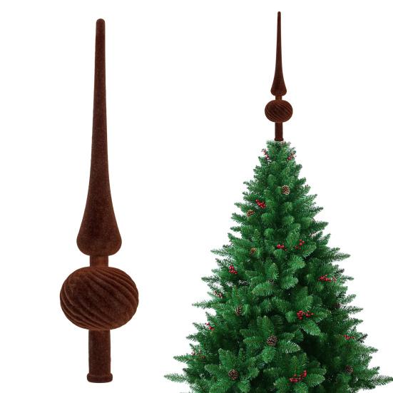 Christmas Tree Topper 11 Inches Velvet Flocked Gourd Tree Topper Colorful Spiral Christmas Tree Decoration Festive Atmosphere Ornament