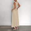 Sleeveless Maxi Dress for Women Formal Elegant A Line High Waist Long Dress Crew Neck Summer Party Wedding Guest