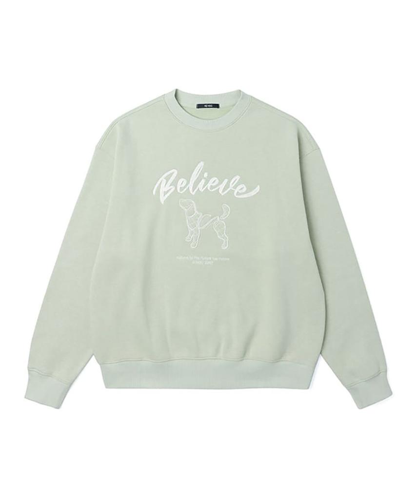 ADHOC Unisex Dog Chain Embroidery Basic Terry Sweatshirt (Mint) (Ha2Lt82_61)