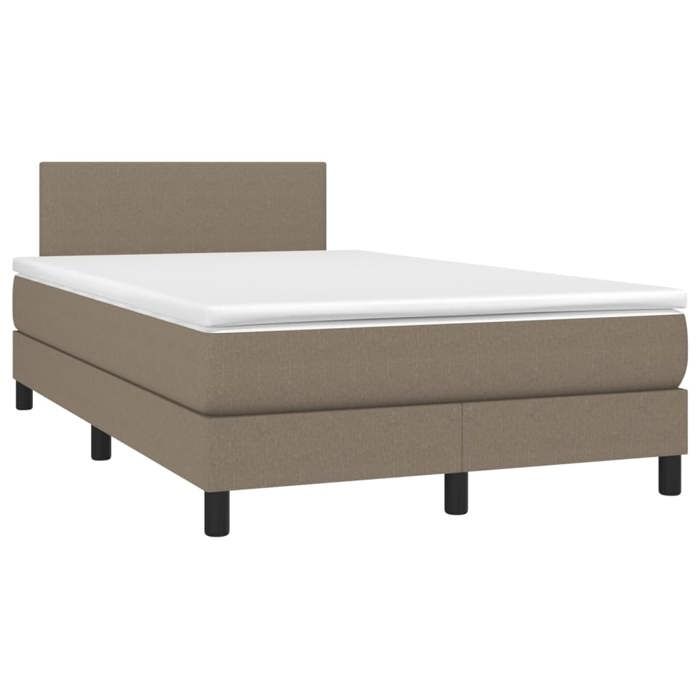 Exclusive House - Slatted Bed Base with Taupe Mattress 120x190 Cm Fabric