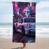 Neon Nacht Supercar Strandtuch, Ultra-Saugfähig, Schnelltrocknend, Polyester-Mischung, Ideal für Strand, Pool, Camping, Perfektes Weihnachtsgeschenk