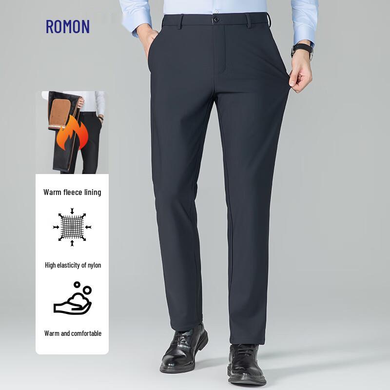 

Romon Men s Fleece-Lined Straight Leg Business Casual Pants 34