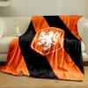 Diagonal Black Stripes On an Orange Background with a Lion Crest. for All Seasons Blanket Lunch Break Throw Gift