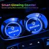 HIAQ2 Car Coaster Pad Colorful Led Atmosphere Light Water Cup Mat Tire Valve Cap For Skoda Kylaq Elroq Octavia Scala Rapid Superb Yeti