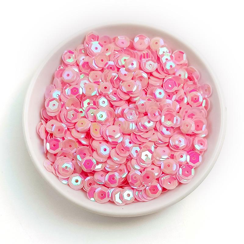 6MM Round Curved PVC Sequins with Middle Hole and Hexagonal Beads for Sewing