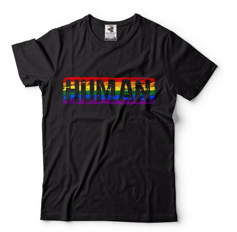 

HUMAN LGBTQ Tee shirt Gay lesbian support Tee Shirt Flag style Tee LGBT Unisex T-Shirt XXXL