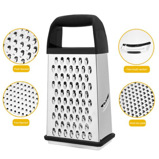 Cheese Grater with Container 4 Sided Stainless Steel Graters for Kitchen Professional Box Grater for Parmesan Vegetables