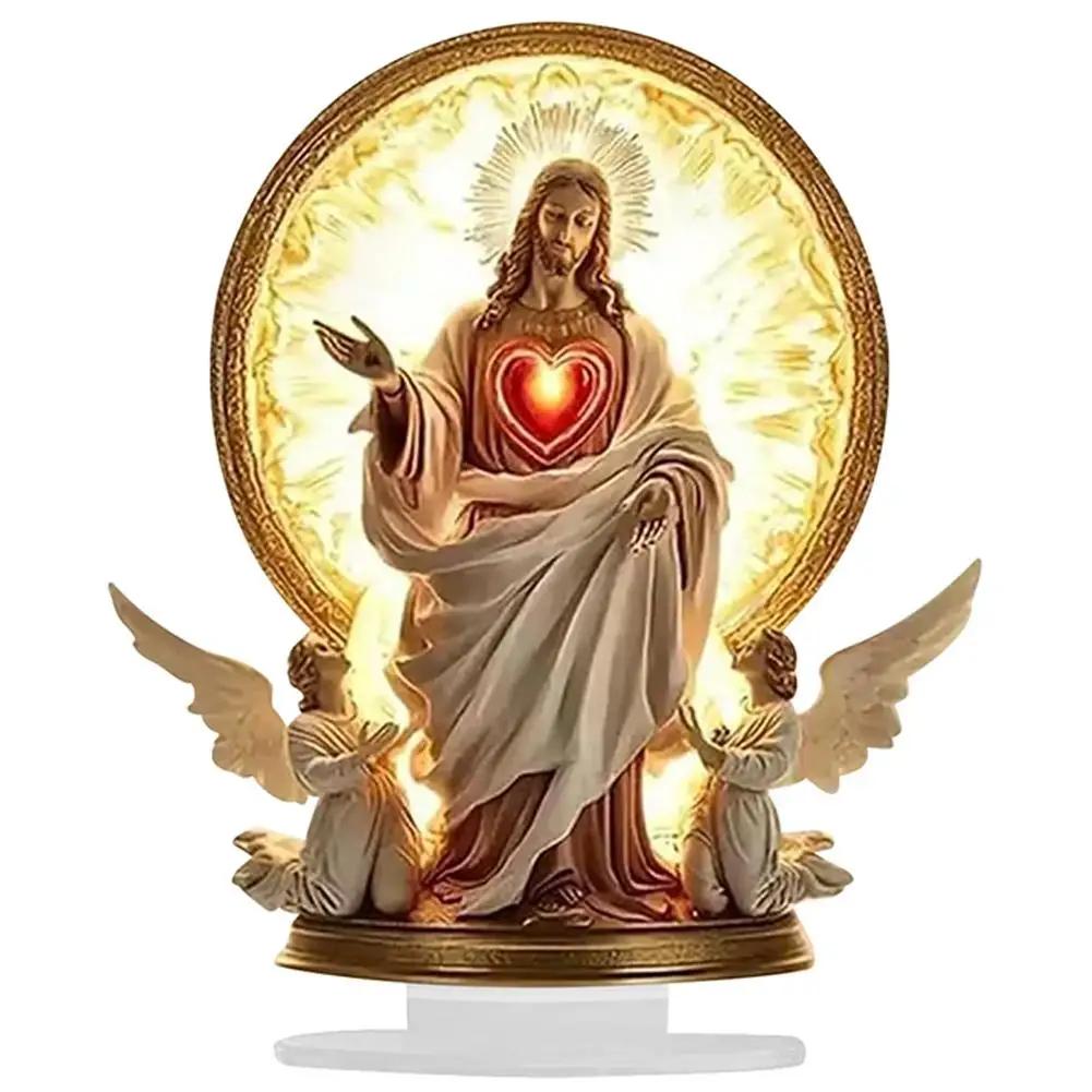 2D Acryl Engel Namensschild Ornament mit Sockel Kreativer Engel Weihnachtsbaumschmuck Geflügeltes Design Stück 2026 Neu Dekorativ B6U4