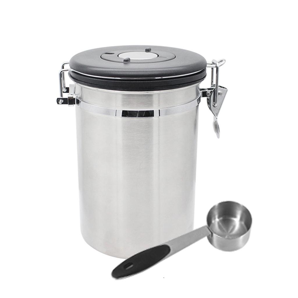 1L/1.5L/2L Storage Canister Set For Tea Rice Spices Herbs Food Storage With coffee Scoop 4.72x4.13inch Stainless Steel Airtight Coffee Container