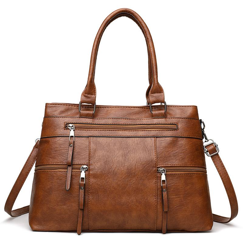 Large Capacity Textured Handbag, New Soft Leather Commuting Shoulder Bag, Crossbody Bag, High-end Tote Bag
